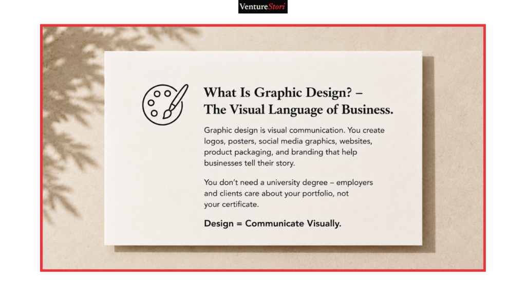 Minimal graphic design card icon illustrating how to become a graphic designer in Nigeria through visual communication.